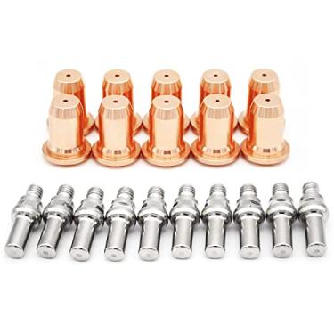 Imagem de TIANLYLIN 20 peças 52582 eletrodo 51313 bocal ponta 1,0 mm para cortador de plasma tocha IPT-60 PT60