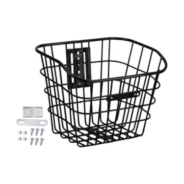 Imagem de oshhni Cesta de bicicleta de liberação rápida cesta de bicicleta pet gato cães transportadora rack guiador cesta para mercearia ciclismo, PRETO