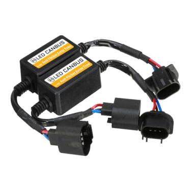 Imagem de MLAHUIER 2 peças de decodificador de farol LED para carro, resistor pisca-pisca LED H13/9008, decodificador de falha de erro de aviso para corrigir problemas de interruptor de lâmpada, sistema de luz