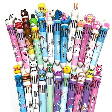 Imagem de sencoo 24 canetas esferográficas multicoloridas, 10 em 1, canetas esferográficas retráteis de 0,5 mm, urso gato, dinossauro, flamingo, unicórnio, para escritório, material escolar, presente para