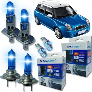 Imagem de Kit lâmpada shocklight super branca farol alto baixo e lanterna h1 h7 