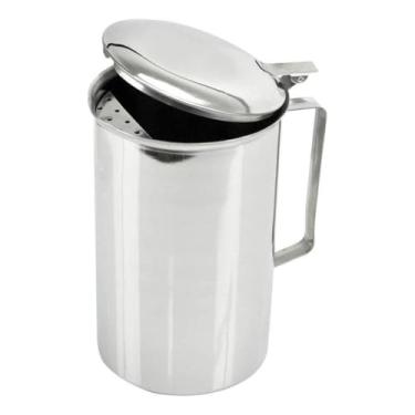 Imagem de Jarra Inox Para Água Suco 2L Com Tampa e Aparador de Gelo Espuma Ideal P/Caldo de Cana Festa Jantar Buffet Cozinha Restaurante