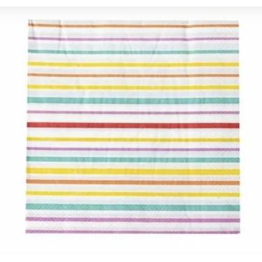 Imagem de 20 Guardanapos Estampados Listras Coloridas Folha Dupla 32x32 cm Silve