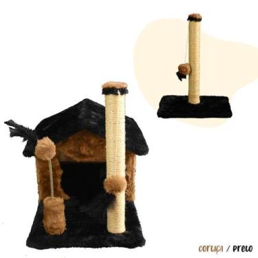 Imagem de Arranhador Casa Para Gatos Sem Rede Poste Sisal Cara de Gato Brinquedo