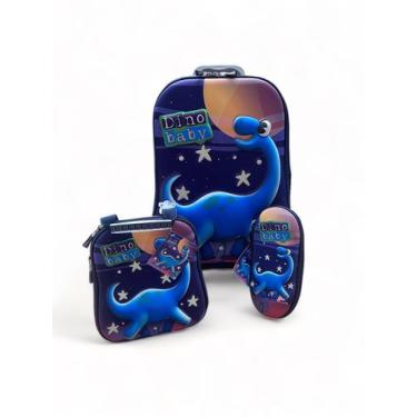 Imagem de Mochila Escolar Rodinhas Dinossauro Baby+Lancheira E Estojo - Dubai