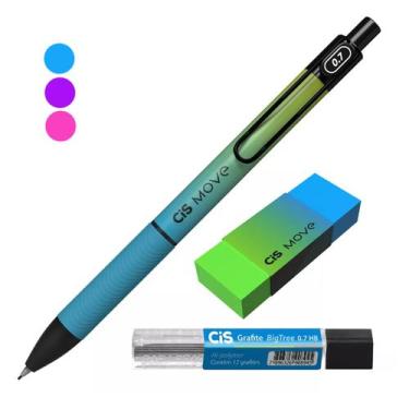 Imagem de Kit Lapiseira Cis Move Degradê 0.7mm Grafite Borracha, Azul