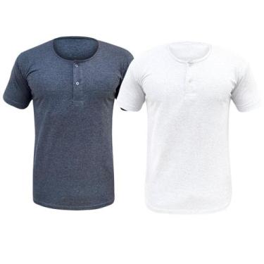 Imagem de Kit 2 Camiseta Henley Masculina Camisa Botões Gola Portuguesa Premium 