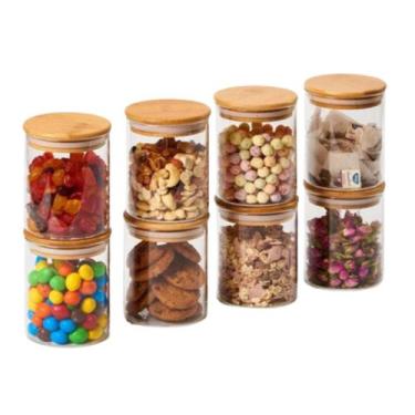 Imagem de Kit 8 Pote de Vidro 200ml Porta Temperos Especiarias e Condimentos com