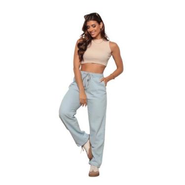 Imagem de Calça Jeans Feminina Wide Leg Perna Larga Balão - Mitchelgutto, Jeans 