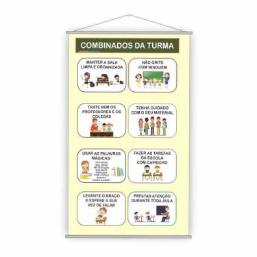 Imagem de Banner Pedagógico Escolar Combinados Da Turma 120X65Cm - Plim Shop, Am