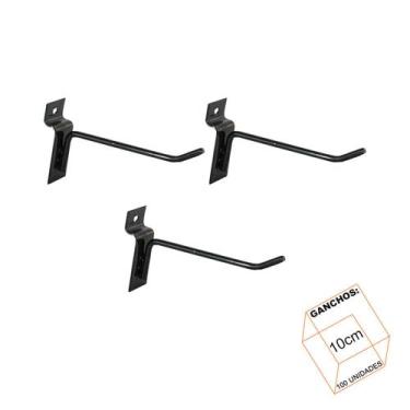 Imagem de Gancho Para Painel Canaletado 10cm Preto Kit 100 Unidades - LM Balcoes