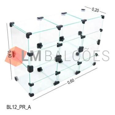 Imagem de Baleiro Expositor Preto de Vidro MÓD.20 - 0,60 x 0,40 x 0,20m - LM Bal