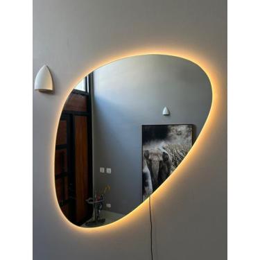 Imagem de Espelho Orgânico Grande Com Led 95x67cm Lapidado - V.A Decor