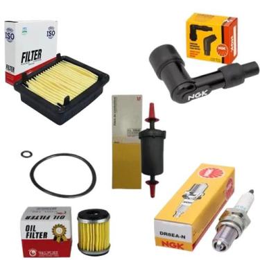 Imagem de Kit Filtros + Vela Ignição + Cachimbo Fazer 250 2016 - VALFLEX/METAL L