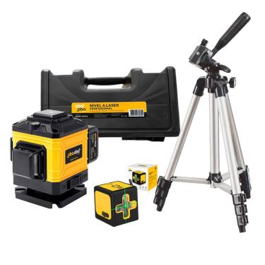 Imagem de Kit Nível a Laser Profissional 3D 12 Linhas e 2 Linhas com Tripé Baterias Recarregáveis Controle Remoto