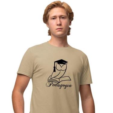 Imagem de Camisa Camiseta Masculina Estampada Pedagogia Coruja 100% Algodão Fio 
