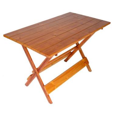 Imagem de Mesa Dobrável 120x70 Madeira Maciça Bar Lanchonete Mel - Grandis Móvei