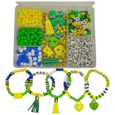 Imagem de Kit Pulseira Do Brasil Copa Do Mundo Torcedor Miçangas - Anita Recreat