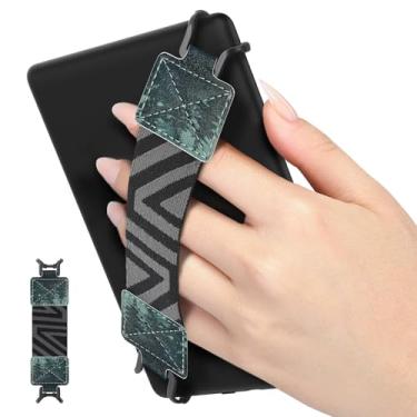 Imagem de MoKo Alça de mão de segurança para tablet Kindle eReaders Fire de 6 a 8 polegadas, Kindle/Kobo/Voyaga/Lenovo/Sony E-Book, alça de mão versátil de alta elasticidade, suporte de dedo leve, floresta