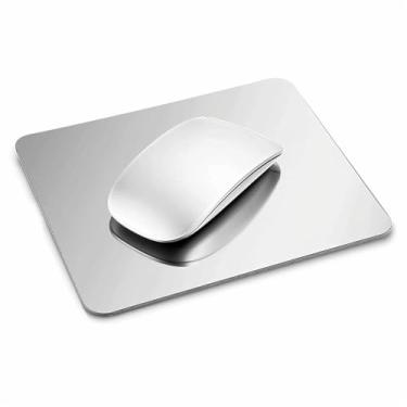 Imagem de Mouse pad de alumínio de metal rígido - mousepad de metal dupla face com superfície lisa e texturizada, presente ideal para entusiastas de computador