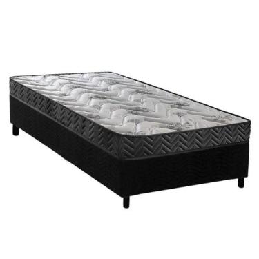 Imagem de Conjunto Box Solteiro: Colchão Espuma Paropas D45 Pasquale Wave Black 