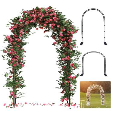 Imagem de ROOLLYA Arco de Jardim À Prova de Ferrugem Espessado, Arco de Casamento - 4,6 * 7,8 Ou 6,4 * 7,5 Pés, Fácil de Montar, Duradouro e Durável, Arco de Metal para Treliça de Jardim e Planta de Escalada