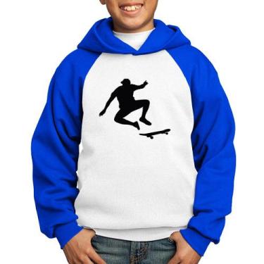 Imagem de Moletom Infantil Skatista Manobra - Foca na Moda, Branco, Azul, 8