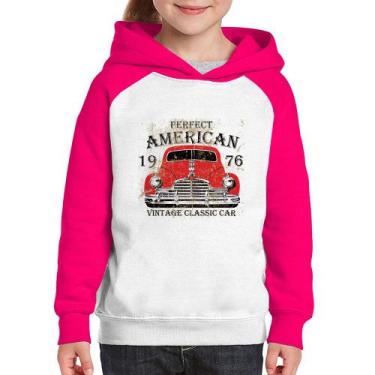 Imagem de Moletom Infantil Vintage Classic Car - Foca na Moda, Branco, Rosa, 4