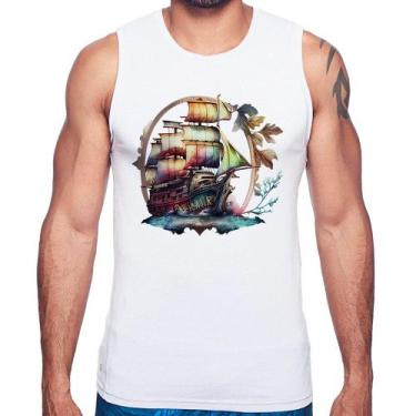 Imagem de Regata Navio e Flores - Foca na Moda, Branco, GGG