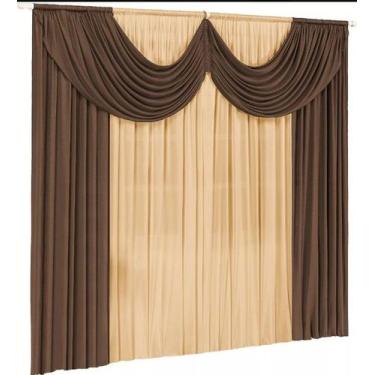 Imagem de Cortina Paris Para Sala 2,00m X 1,70m Com Bando Decorativo Em Tecido M