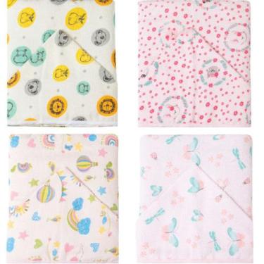Imagem de Toalha De Banho Infantil Bebe Felpuda C/Capuz 90x70 Menina - Papi, Sol