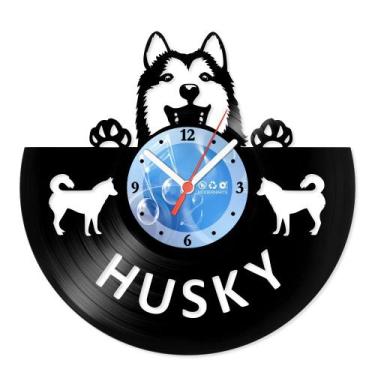 Imagem de Relógio De Parede Disco Vinil Animais - Husky - VAN-130 - Modernarte