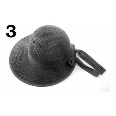 Imagem de Chapéu De Palha Feminino Moda Praia Com Viseira E Laço - oem, 9-12 M, 