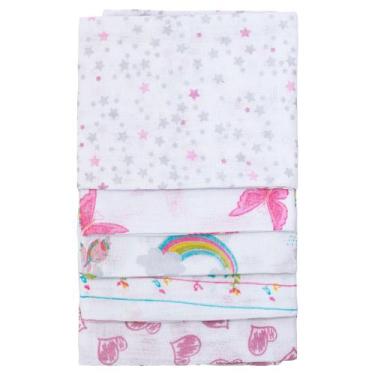 Imagem de Kit 20 Pano De Boca Fraldinha Luxo Estampada 35x35cm Comum Pacote 100%