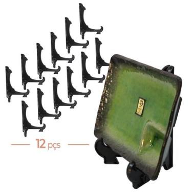 Imagem de Kit Com 12 Peças Suporte Para Pratos e Azulejos Preto 17,5cm - AC