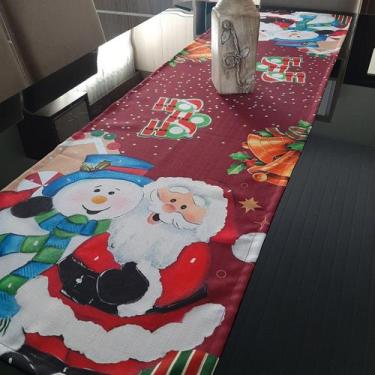 Imagem de Caminho Trilho de Mesa Natal Papai Noel e Boneco de Neve - Colorful Ta