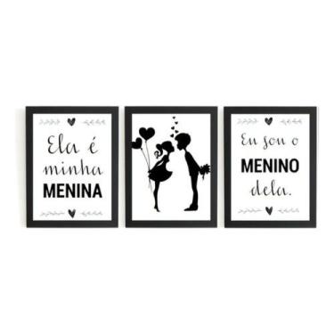Imagem de Kit 3 Quadros Romanticos Decoração Quarto Casal - Fanarte