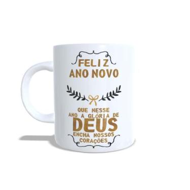 Imagem de Caneca personalizada Feliz Ano Novo QUE NESSE ANO A GLÓRIA DE DEUS ENC