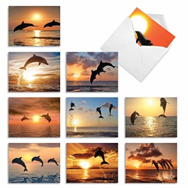 Imagem de MP-Thank-you-vista A melhor empresa de cartões, Mini SUNSET DOLPHINS: 10 Assorted Thank You Note Cards. M6460TYG, 10 Assorted Thank You Cards (M6460TYG)
