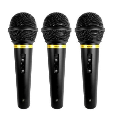 Imagem de 3 Microfone Dinâmico Profissional com fio Premium p/ Karaokê - Tomate