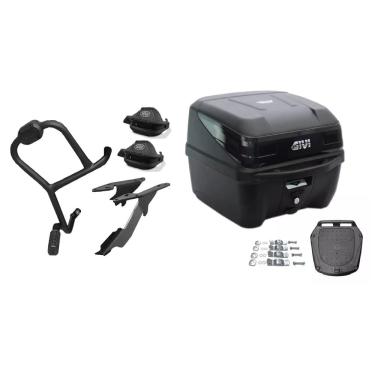 Imagem de KIT PROTETOR CARENAGEM SCAM + PROTETOR MAO MANETE SCAM + BAGAGEIRO SCAM + BAU GIVI 33l LANDER 2019