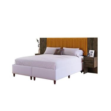 Imagem de Cabeceira casal ripado florida c/4 gavetas -flex 1.40- queen -king -ca