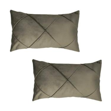 Imagem de Kit 2 Capas para Almofada Drapeada em Veludo Retangular 50x30 com Ench