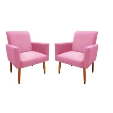 Imagem de Kit 2 Poltrona Decorativa Malibu Sala Suede Rosa - Maitê Moda Casa