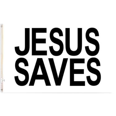 Imagem de 9,5 x 1,5 m Jesus Saves Bandeira Decoração Cristã Religião Igreja Escola Dominical Bíblia