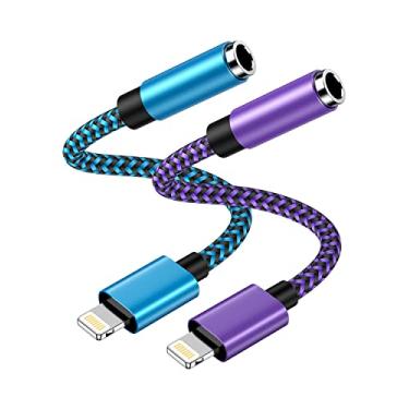 Imagem de Adaptador de fone de ouvido para iPhone, 2 unidades de Apple Dongle Lightning para conector de 3,5 mm, adaptador divisor de fones de ouvido compatível com iPhone 14 13 12 11 Pro Max X XR XS SE 8 7 Plus iPad iPod