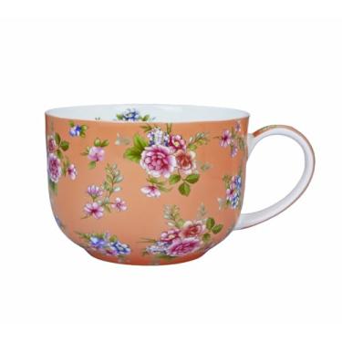 Imagem de LJIMICAORO Xícara de café grande de 680 g Bone China com alça, caneca grande tradicional para sopas, cereais