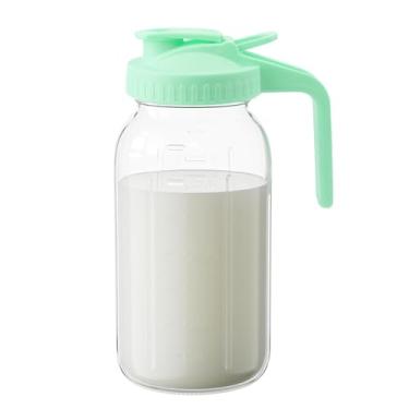 Imagem de Jarra de vidro de 946 ml com tampa e bico para derramar – Jarro duplo de 1 litro para leite materno à prova de vazamento, recipiente de creme para chá de sol, suco, café frio, recipiente de