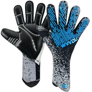 Imagem de WVVOU Luvas De Goleiro De Futebol Para Jovens Adultos, Luvas De Goleiro De Alto Desempenho, Luvas De Futebol Respiráveis, Super Aderência De 4 + 3 Mm Para As Defesas Mais Difíceis (Preto Azul, 8)