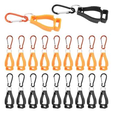 Imagem de TLPCRKI 20 peças de clipes de luva para porta-luvas de trabalho, clipe de segurança para o trabalho, prendedor de luvas, cinto, capacetes, gancho, prendedor (10 peças, preto, 10 peças laranja)